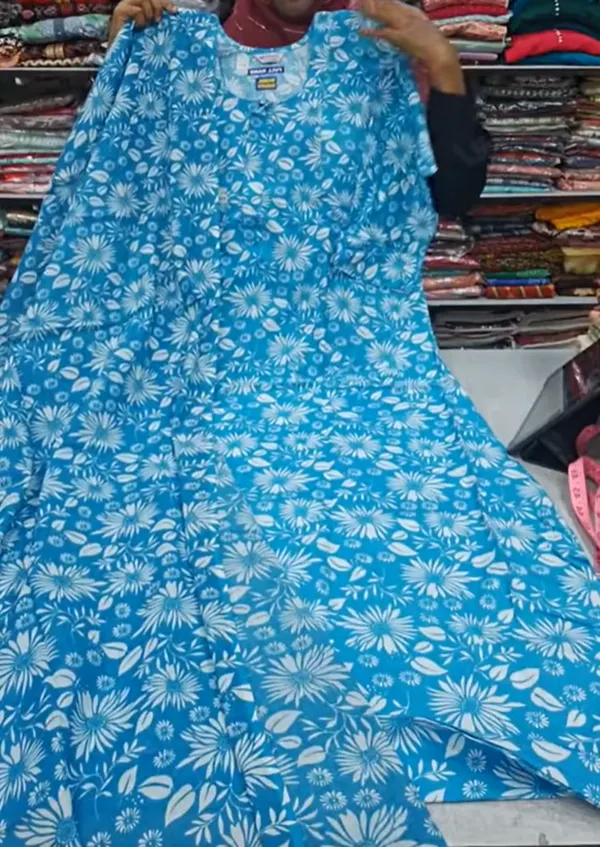 Premium Cotton Full Hand Nighty with Matching Shawl | NT3231